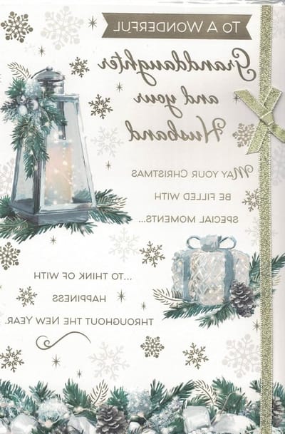 Kerstkaart Kleindochter - Kaart Man - Feestelijke Groet - Elegant Lintontwerp - 25 x 18 cm - Meerkleurig