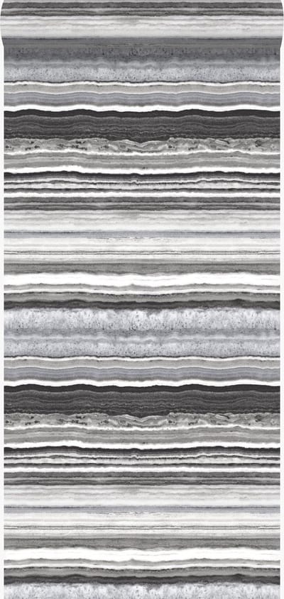Origin Wallcoverings behang gelaagd marmer steen zwart en wit - 337238 - 53 cm x 10,05 m