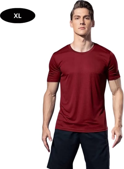 Livano Sportshirt Heren - Sport - Fitness - Compressie Shirt - Corrigerend Hemd - Sportkleding - Mannen - Bordeauxrood - XL