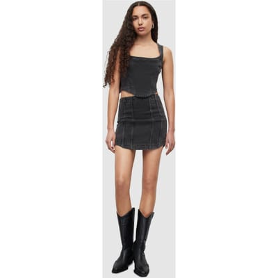 AllSaints Charli Corset Washed Black Maat: 16 | Mouwloze Tops Outlet | Dames | Zwart