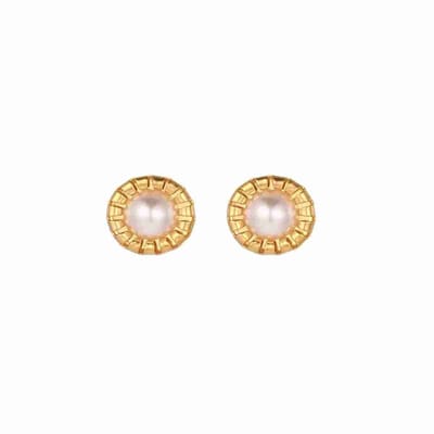 WeLoveSilver - oorstekers chirurgisch staal - goudkleurig met parel - 6x6mm