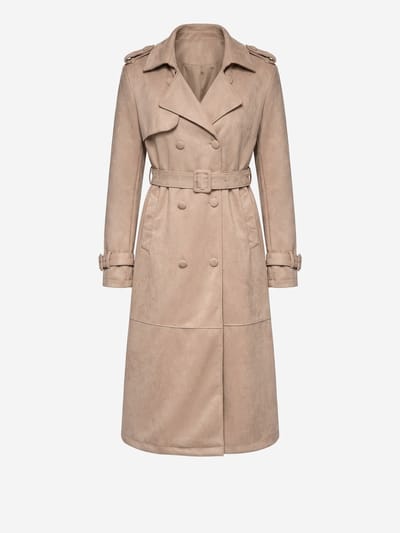 OMBRE Trenchcoat - Lange Mouw - Knopen - Effen Beige S