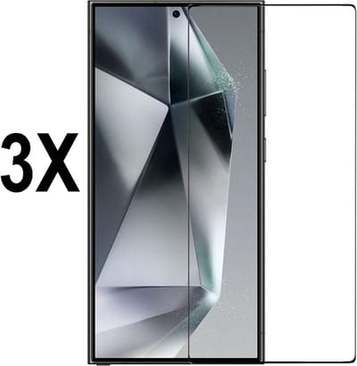 Screenz® - FULL COVER Screenprotector geschikt voor Samsung Galaxy S25 Ultra - Tempered glass Screen protector geschikt voor S25 Ultra - Beschermglas - Glasplaatje - 3 stuks