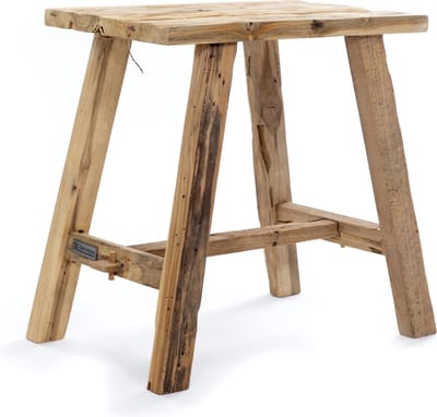 Vintage Teakhouten Kruk - 50 x 30 x H 50 cm robuuste schoonheid