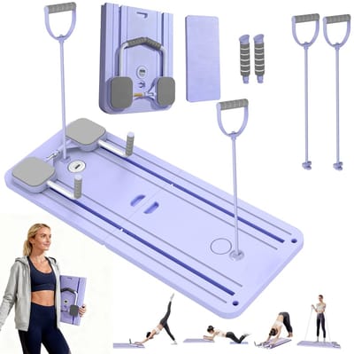 Zolara Multifunctioneel Fitness Push-up Board - Pilates - Pilatesplank - Fitnessplank - Buikspiertrainer met Weerstandsbanden & Automatische Terugvering - Core, Armen & Benen Training - Paars - Lila