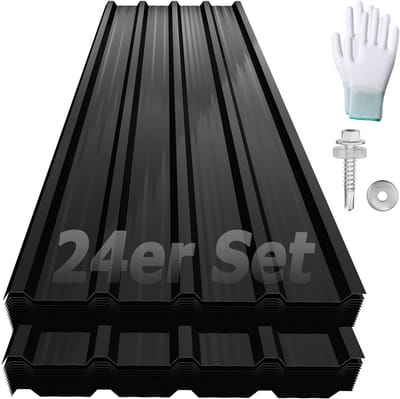 Set van 24 Trapezium Dakplaten Verzinkt Staal Weerbestendig 129,5x45 cm