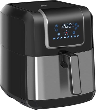 Premie Airfryer - 6,5L - met 8 menu's LED-display - 80ºC tot 200ºC - 1700W - Zwart+Grijs