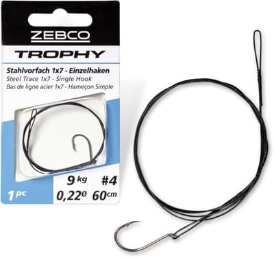 Zebco Trophy Steel Trace 1x7 Single Hook (1pc) - Maat : 50cm - 15 kilo