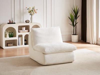 Vente-unique Fauteuil in ivoorwitte gestructureerde stof LOLEVA
