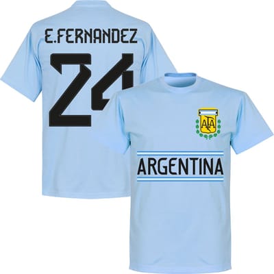 Argentinië E. Fernandez 24 Team T-Shirt - Lichtblauw - S