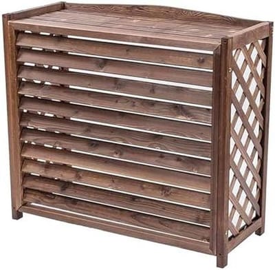 Houten Airco Afscherming - Privacy Scherm Unit - Buitenruimte Aankleden - Gecarboniseerd Vurenhout - 81x30x72cm - Bruin