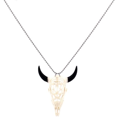 IbizaMen - heren ketting - ballchain - RVS - hertegewei - schedel - 74cm