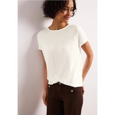 Shirt met korte mouwen en boothals