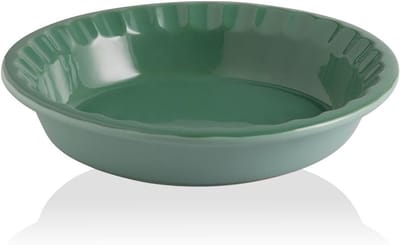 Diepe Keramische Taartvorm 26 cm - Ronde Bakvorm met Golfrand - Porselein voor Quiche en Taart