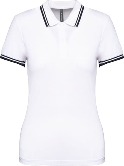 Kariban Gestreepte damespolo korte mouwen K273 - White / Navy - L