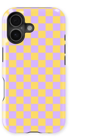 Design Hoesje geschikt voor iPhone 16 | Geschikt Voor Mag | Tiny Squares Checkered Print | Backcover geschikt voor iPhone 16 Lilac Lemonade