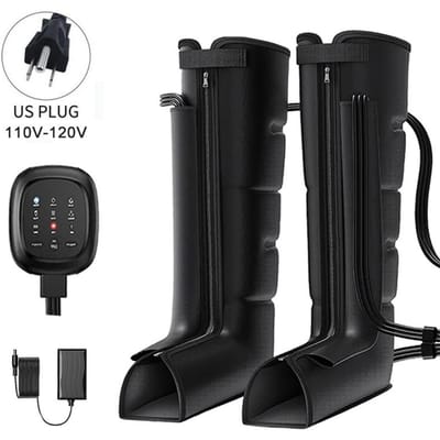 Luchtcompressie Beenmassager Wikkelt Rond De Voeten Enkels Kuiten Spieren Masseert En Ontspant Fietsen Compressie Power Laarzen black