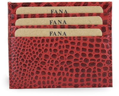 Fana Bags Platte Pasjeshouder Echt Leer - Kroko Print Rood - Kaarthouder/ Creditcardhouder - Platte Portemonnee - RFID - Mini Portemonnee Pasjes