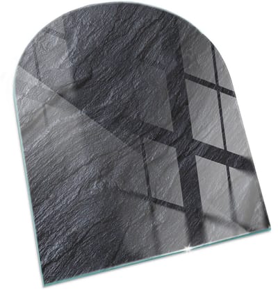 Tulup Kachel Vloerplaat - Steenoppervlaktetextuur Vloerplaat Voor Houtkachel - 80 cm x 70 cm - Zwart Vloerplaat Voor Kachel - Halfrond Kachel Vloerplaat - Onderplaat Kachel - Plaat Voor Onder Houtkachel - Plaat Onder Houtkachel