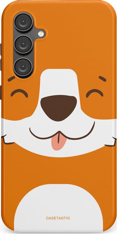 Casetastic hoesje geschikt voor Samsung Galaxy S23 FE - Dubbellaagse bescherming - Knuffelkopjes vos - Fashion Case - Oranje Wit