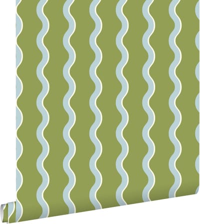 ESTAhome behang golvende strepen groen en blauw - 50 x 900 cm - 131726