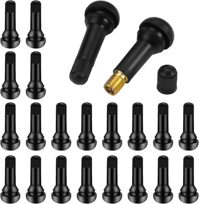Dailygoods - 20 Stuks TR413 Bandenventiel Snap-In Rubberen Ventielen Zwart Rubberen Ventiel Autoventiel Universele Bandenventielen Velgenventielen met Aluminium Voor Auto's, Motorfietsen, Terreinvoertuigen