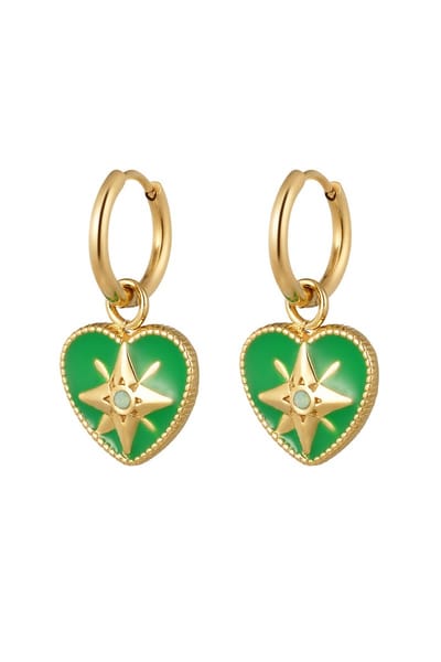 Bijoutheek Oorhangers hart ster Groen