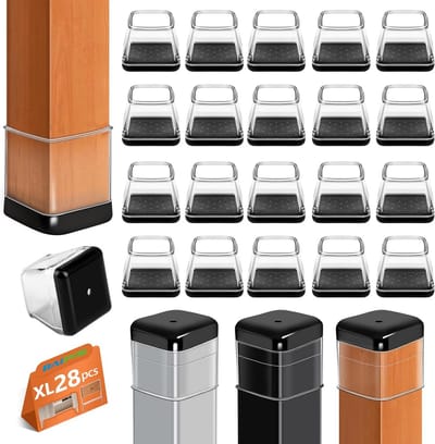 Stoelrubbers - 28 stuks vierkante siliconen doppen voor tapijtbescherming van meubels