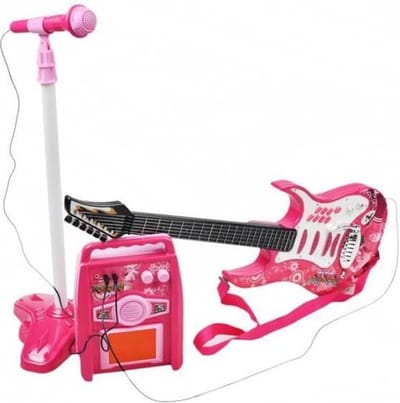 IKONKA Elektrische Gitaar - Roze speelgoedinstrument met microfoon voor kind
