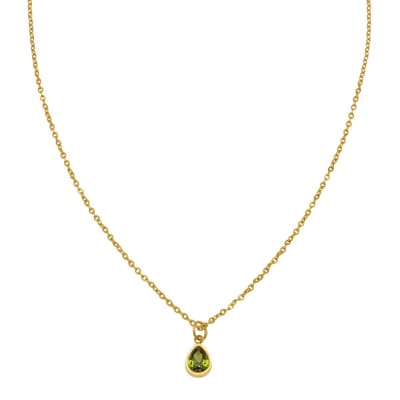 Essenza Light Green Drop Charm Necklace Gold