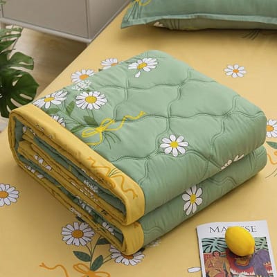 Geborsteld Gewassen Katoen Zomer Koel Dekbed Dubbel Airconditioning Huidvriendelijk Dekbed Machinewasbaar Zomer Dun Dekbed 150x200cm beige