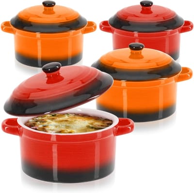 Candala 4x braadpan met deksel van keramiek - dessertkom voor bijv. Ra