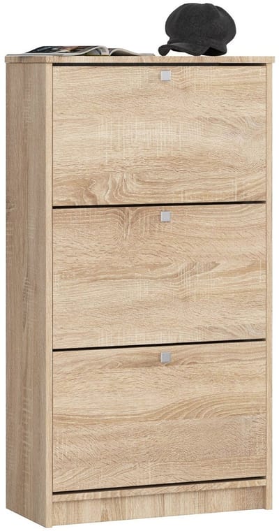 Schoenenkast 3 Klapdeuren 60 cm Eiken Sonoma Mat - Klassiek Vrijstaand Meubel 18 Paar