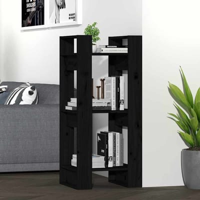 vidaXL - Boekenkast/kamerscherm - 41x35x91 - cm - massief - grenenhout - zwart