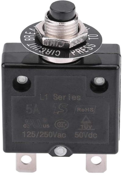 Allecto - 20 Amp Thermische Reset Stroomonderbreker - Drukknop Overbelasting Bescherming - Handmatige Reset - Veiligheidsoplossing - Geschikt voor ...