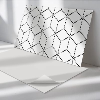 Wallfluent Vinyl Wandpaneel - Zeshoekig stippenpatroon Vinyl Wandbekleding - 100 cm x 50 cm - Zwart PVC wandpaneel - Verpakking van 1 stuk - Rechthoekig Wandbekleding Vinyl - Patroon Wandpaneel - Zelfklevend Muurpaneel - Wandpaneel Keuken en Badkamer