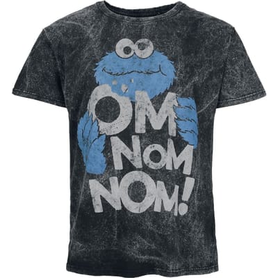 Sesame Street T-shirt - Cookie Monster - Om Nom Nom! - M - voor Mannen - zwart