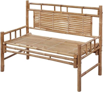 Bamboe Tuinbank - Zitbank met kussen - Buiten Ontspannen - Waterdicht polyester - 120 cm breed - Grijs