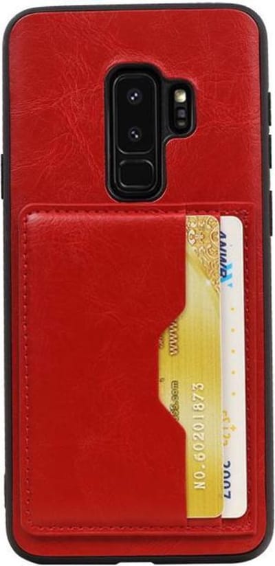 Rood Staand Back Cover 2 Pasjes Hoesje voor Samsung Galaxy S9 Plus