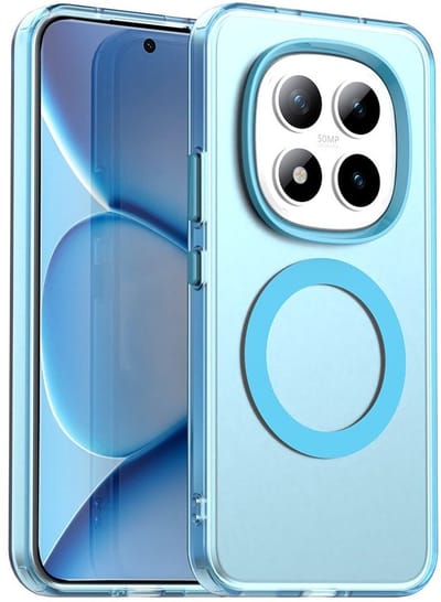 MagSafe Compatibel Backcover Hoesje Geschikt voor Xiaomi Redmi Note 15 Pro - Blauw & Semi-Transparant Design - Stijlvol & Goede Bescherming