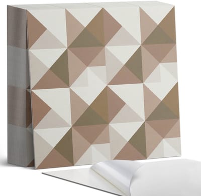 Coloray Plaktegels - Geometrie in driehoeken Zelfklevende Tegels - 20 cm x 20 cm - Bruin Plaktegels - 20 stuks - Vierkant PVC Tegels - Plaktegels Badkamer - Plaktegels Vloer - Vinyltegels Vloer Zelfklevend - Wandtegel Zelfklevend