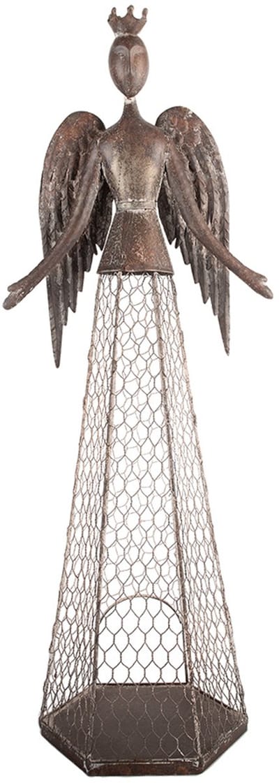 Clayre & Eef Decoratie Beeld Engel 28x19x75 cm Bruin Metaal