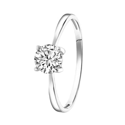 Lucardi Dames Ring met zirkonia - Ring - Cadeau - Echt Zilver - Zilverkleurig