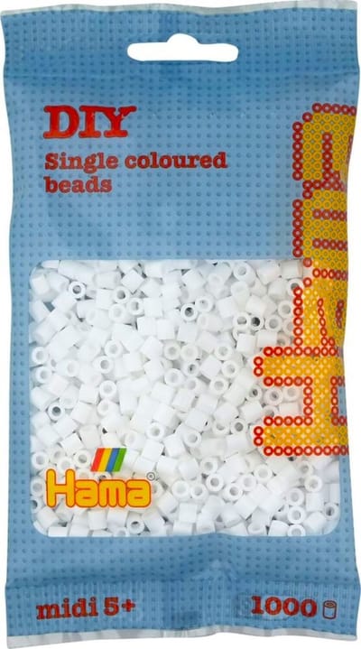 Hama midi WIT (sneeuw helder wit) strijkkralen, zakje met 1.000 stuks normale strijkparels (creatief knutselen met kralen / hama beads / cadeau idee kinderfeestje)