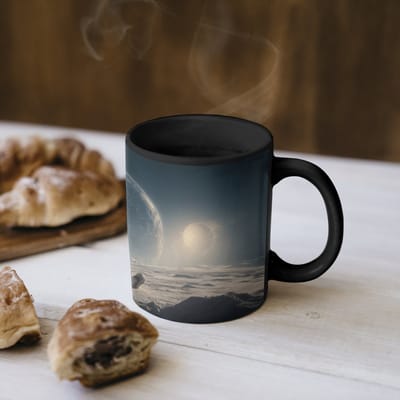 Magische Mok - Foto op Warmte Mokken - Koffiemok - Maan - Kat - Astronaut - Ruimte - Magic Mok - Beker - 350 ML - Theemok