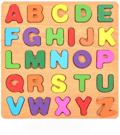 Alfabet Hoofdletters Inlegpuzzel Hout - 20x20 cm