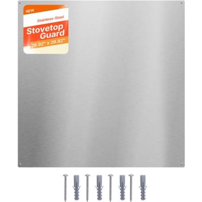 VEVOR Keukenachterwand 76 X 76 cm, Gemaakt van Roestvrij Staal, Wandbescherming voor Kookplaat en Afzuigkap met Voorgeboorde Gaten, Robuuste Spatbescherming voor Keuken, Koken en Praktische Opbergruimte, Zilverkleurig