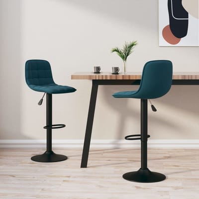 vidaXL - Barkrukken - 2 - st - fluweel - blauw