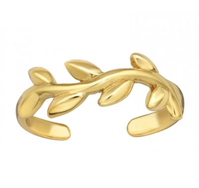 WeLoveSilver - teenring - gold plated - blaadjes - 925 zilver - hypoallergeen