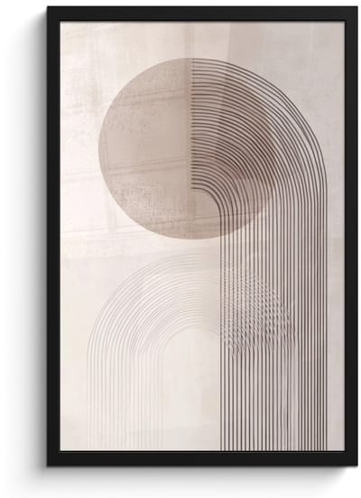 Poster in lijst - Fotolijst 40x60 cm - Posters - Minimalistisch - Cirkel - Lichtgrijs - Posterlijst zwart - Decoratie - Wanddecoratie woonkamer - Muurdecoratie slaapkamer